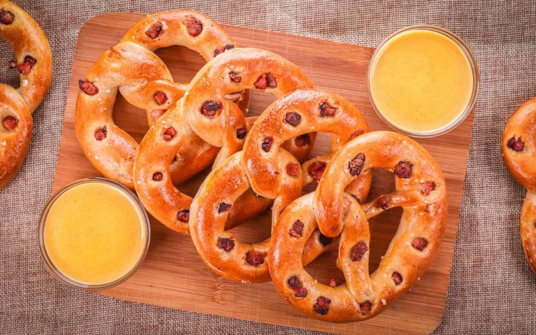 Bacon Pretzels with Cheese Sauce Recipe
