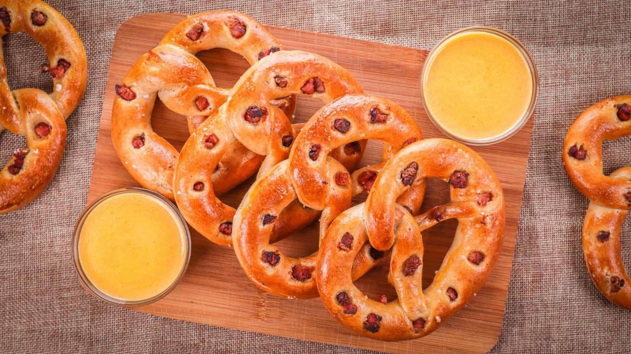 Bacon Pretzels with Cheese Sauce Recipe ChainBaker